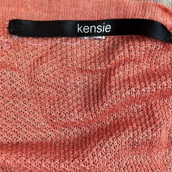 KENSIE Loose Knit Scoop Neck Striped Coral Long Sleeve Sweeter S - Picture 9 of 9